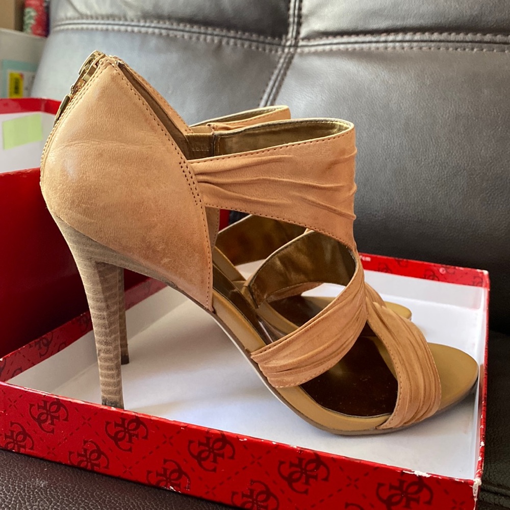 High heel sandals; size 8 leather shoes